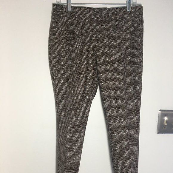 Kenar flat front fitted cropped pants, size 4, black/brown/white pattern - Picture 1 of 7